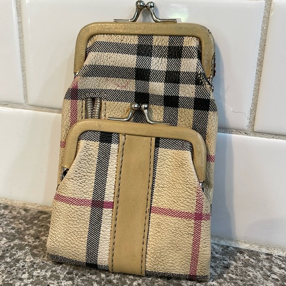 Vintage Plaid Beige and Black Women's cigarette case - Picture 1 of 6
